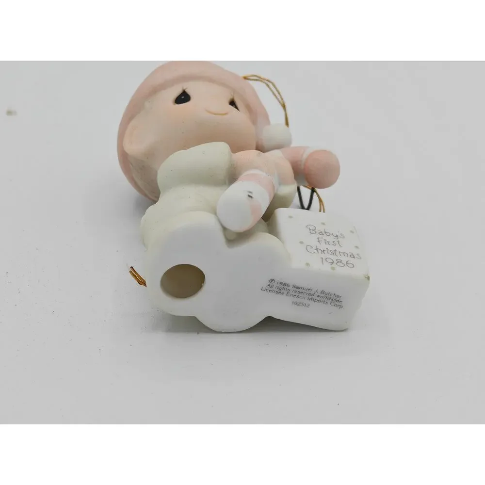 Precious Moments 102512 Baby First Christmas Enesco Candy Cane Boy Figurine 1986